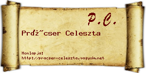 Prácser Celeszta névjegykártya